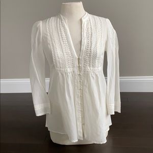 Joie off white sheer blouse w/buttons